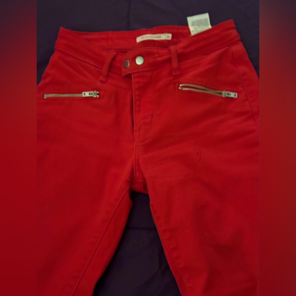 Levi’s red jeans , Paige jeans black , light green wits end jeans
